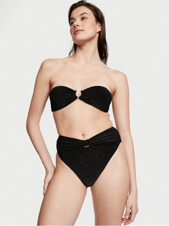 Victoria's Secret Other - NWT Victoria's Secret Black Shimmer High-Waist Cheeky Bikini Bottom